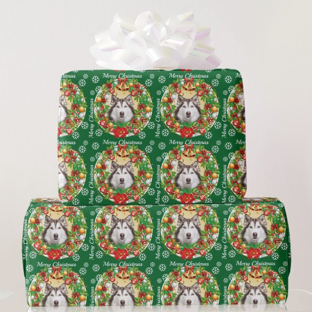 Christmas Tree Ornament Dog Pet Cat Photo Template Wrapping Paper (Creator Uploaded)