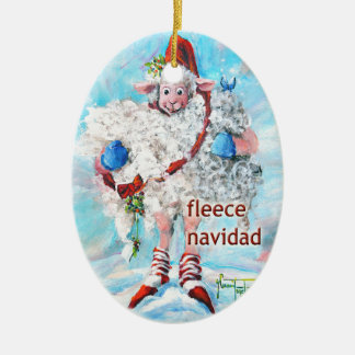 Christmas Tree Ornament Oval Sheep Fleece Navidad