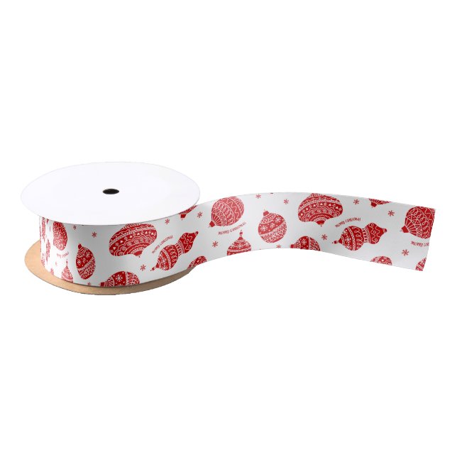Christmas tree ornament pattern satin ribbon (Spool)