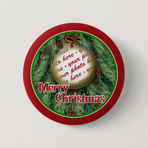 Christmas Tree Ornament Photo Frame 2 Inch Round Button