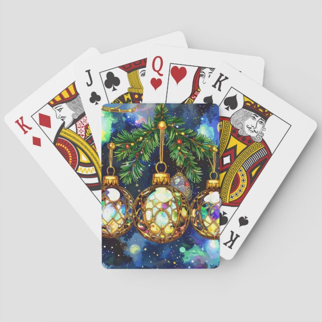 Christmas Tree Ornaments Holiday Games Playing Cards (Back)