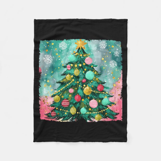 Christmas Tree Ornaments Holiday Xmas Lights Men W Fleece Blanket (Front)