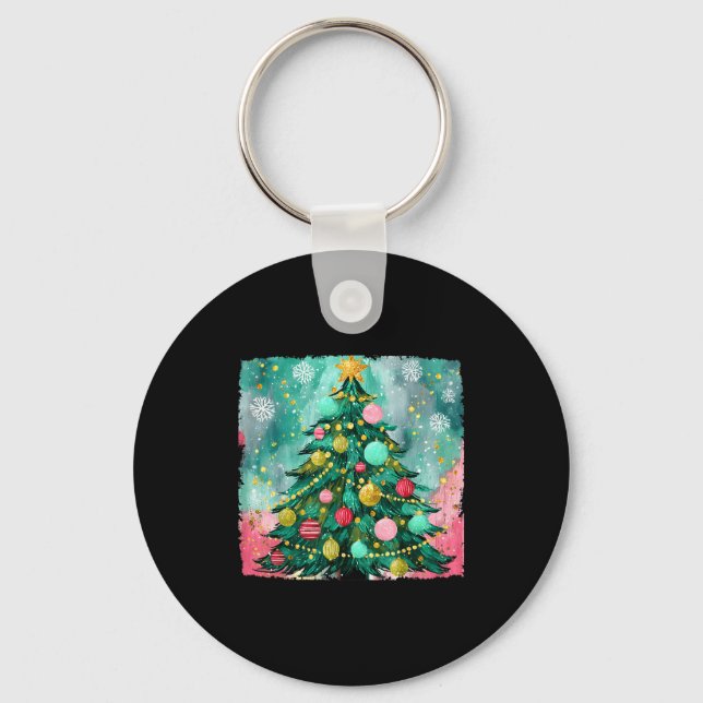 Christmas Tree Ornaments Holiday Xmas Lights Men W Keychain (Front)