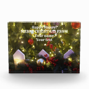 Christmas tree ornaments photo block