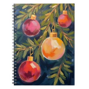 Christmas Tree Ornaments Watercolor Notebook