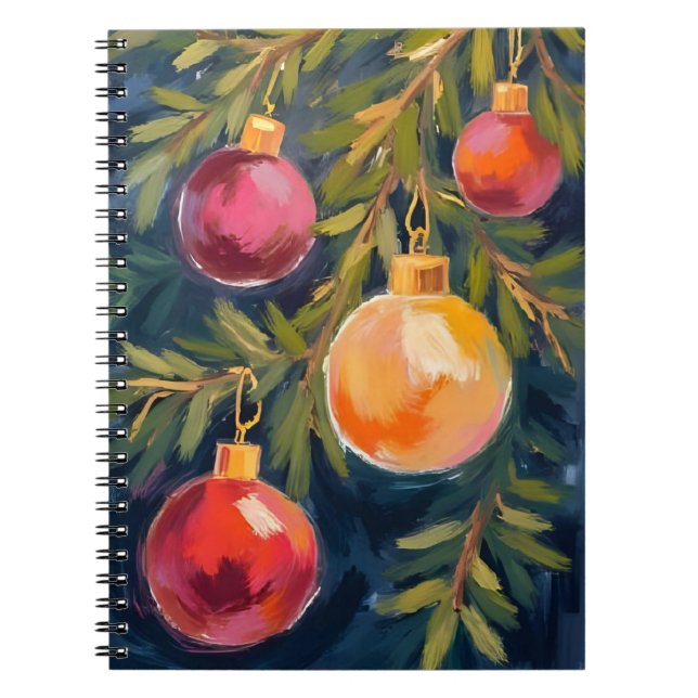 Christmas Tree Ornaments Watercolor Notebook (Front)