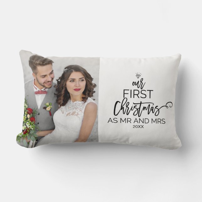 Christmas Tree Our First Christmas as Mr and Mrs Lumbar Pillow (Front)