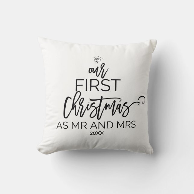 Christmas Tree Our First Christmas as Mr and Mrs Throw Pillow (Front)