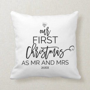 Christmas Tree Our First Christmas as Mr and Mrs Throw Pillow