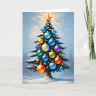 Christmas Tree Oversized Vibrant Coloured Ornament Holiday Card