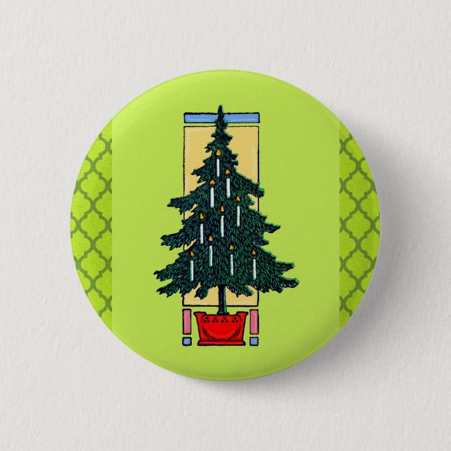 Christmas Tree Painting 2 Inch Round Button (Front)