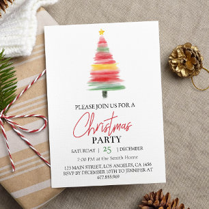 Christmas Tree Party Birthday Invitation