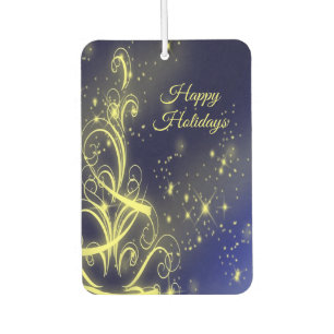 Christmas Tree Party Gold Stars Navy Blue Holidays Air Freshener