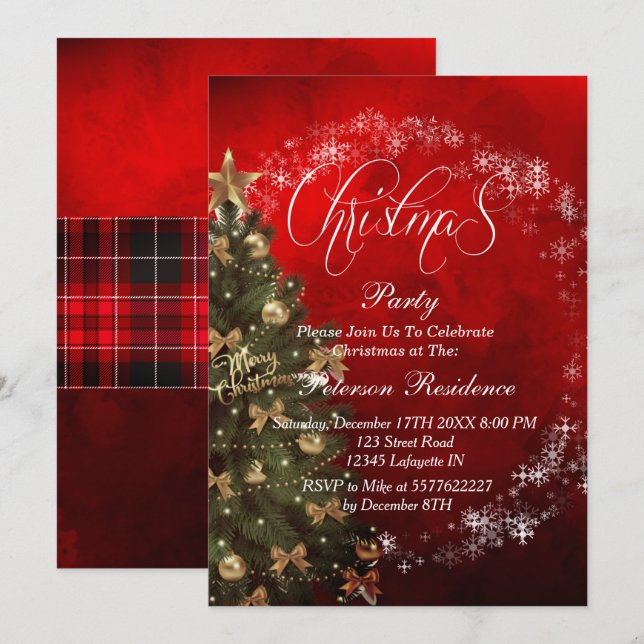 Christmas Tree Party Invitation (Front/Back)