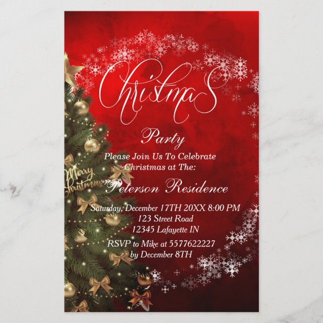 Christmas Tree Party Invitation Flyer (Front)