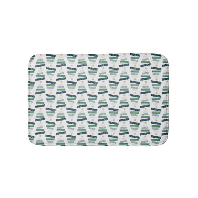 Christmas Tree Patch Work  Bath Mat (Front)