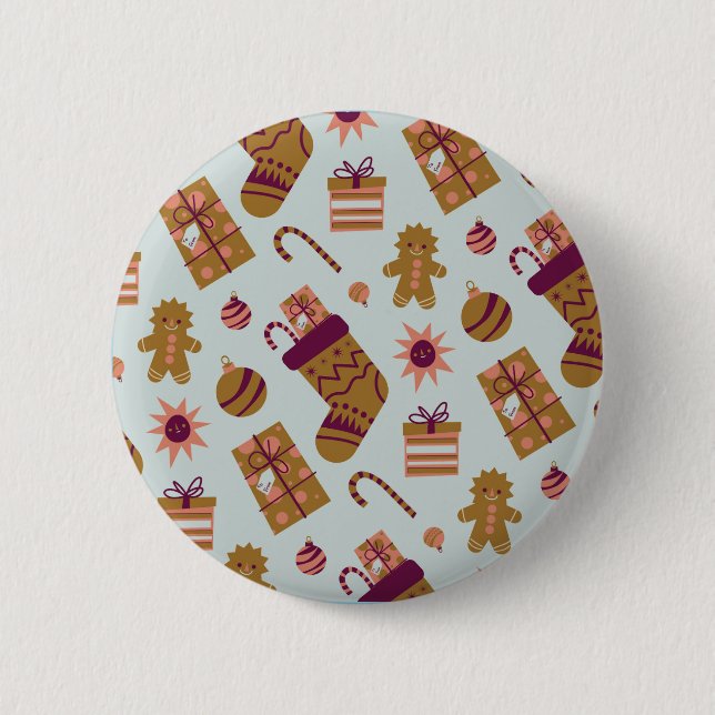 Christmas Tree Pattern 2 Inch Round Button (Front)