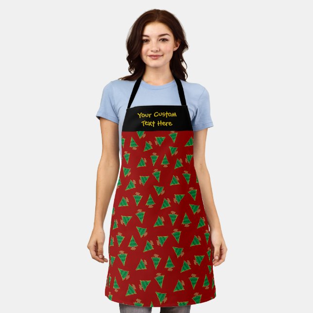 Christmas Tree Pattern Apron (Worn)