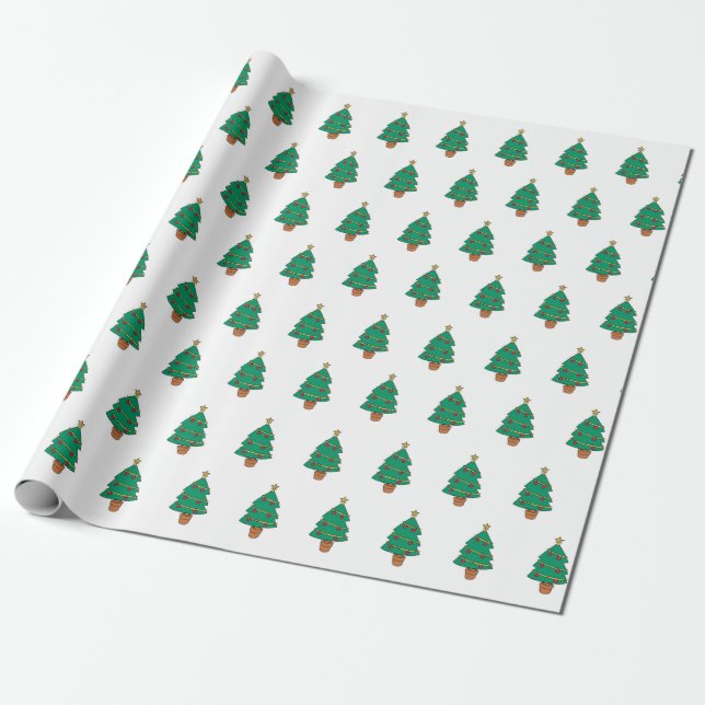 Christmas Tree Pattern Art Wrapping Paper (Unrolled)