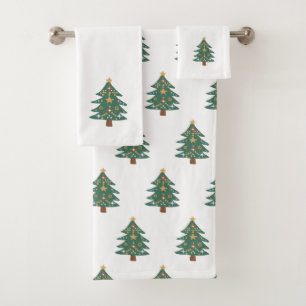Christmas Tree Pattern Bath Towel Set