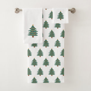 Christmas Tree Pattern Bath Towel Set