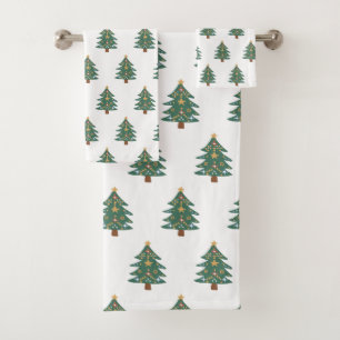 Christmas Tree Pattern Bath Towel Set