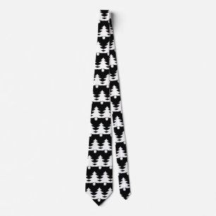 Christmas Tree Pattern Black White Neck Tie