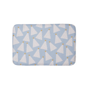Christmas Tree Pattern Blue Bath Mat