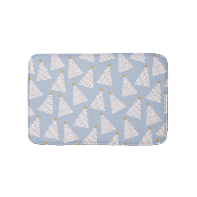 Christmas Tree Pattern Blue Bath Mat (Front)