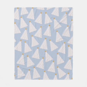 Christmas Tree Pattern Blue Fleece Blanket