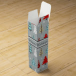 Christmas Tree Pattern Blue/Red ID175 Wine Gift Box<br><div class="desc">This beautiful wine box features an offset pattern of Christmas trees of all different styles in modern colours of robin's egg blue, red, soft butter yellow and white. A template is provided for you to add your own favourite holiday greeting, name or other text. Search ID175 to see other products...</div>