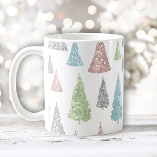 Christmas Tree Pattern Elegant Glitter Pastel Coffee Mug