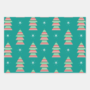 Christmas Tree Pattern Festive Holiday Wrapping Paper Sheet