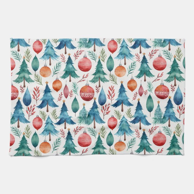 Christmas Tree Pattern Kitchen Towel (Horizontal)