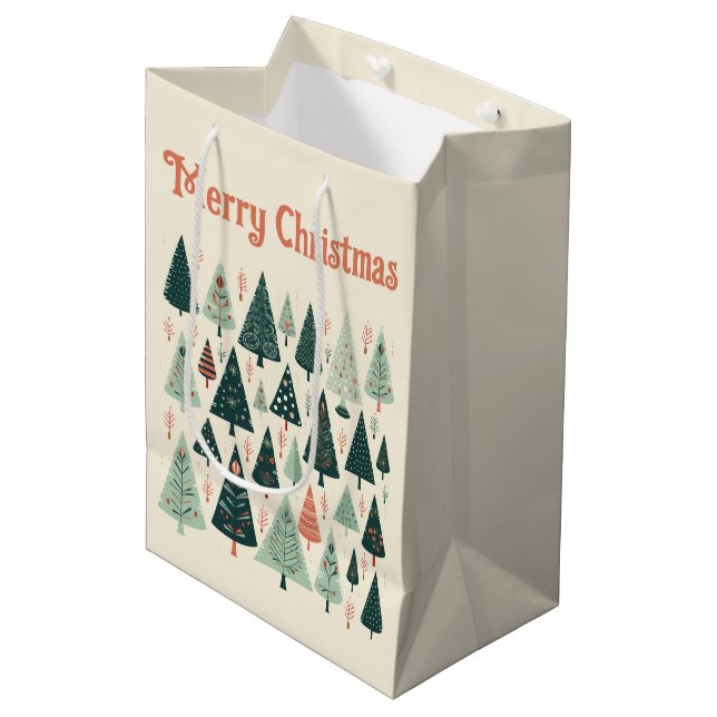 Christmas Tree Pattern Medium Gift Bag (Front Angled)