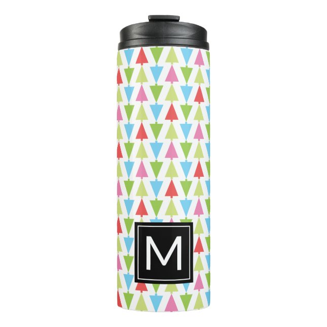 Christmas Tree Pattern Monogram Thermal Tumbler (Front)