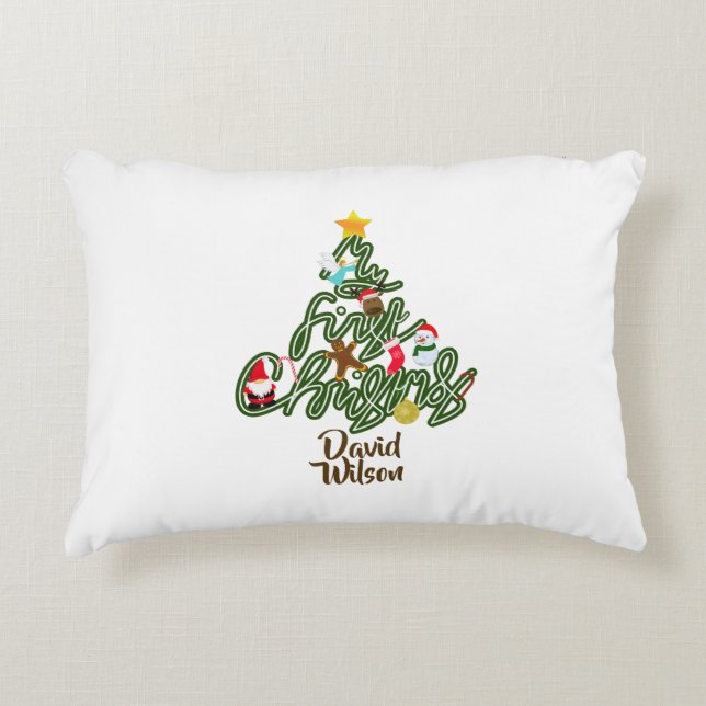 Christmas Tree Pattern My First Christmas Tree  Accent Pillow (Front)