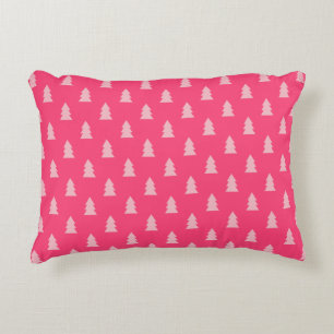 Christmas tree pattern pastel pink purple green accent pillow