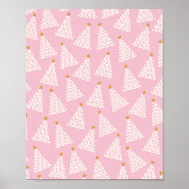 Christmas Tree Pattern Pink Poster (Front)