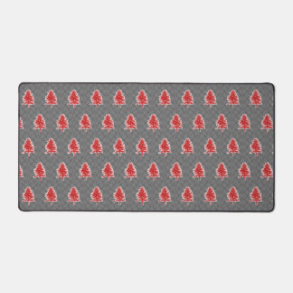 Christmas Tree Pattern Plaid Background Holiday Desk Mat