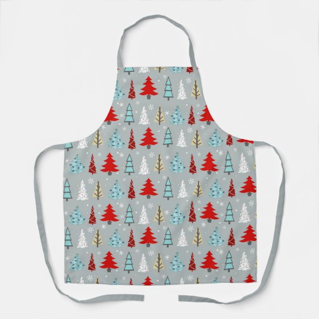 Christmas Tree Pattern Red and Blue ID175 Apron (Front)