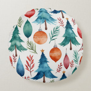 Christmas Tree Pattern Round Pillow