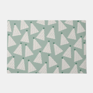 Christmas Tree Pattern Sage Green Doormat