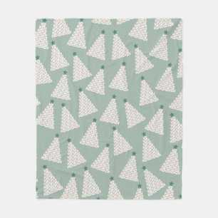 Christmas Tree Pattern Sage Green Fleece Blanket
