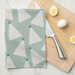 Christmas Tree Pattern Sage Green Kitchen Towel