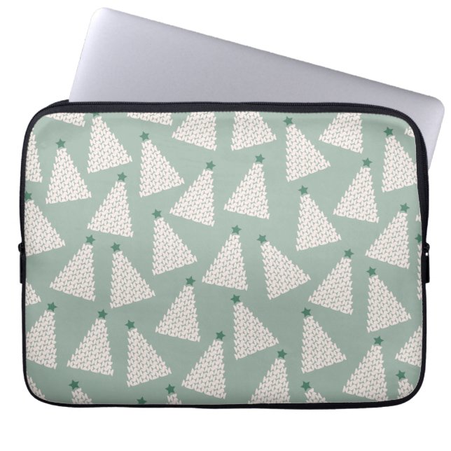 Christmas Tree Pattern Sage Green Laptop Sleeve (Front)