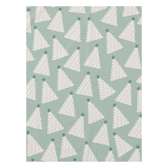 Christmas Tree Pattern Sage Green Tablecloth (Front)