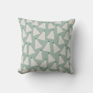 Christmas Tree Pattern Sage Green Throw Pillow