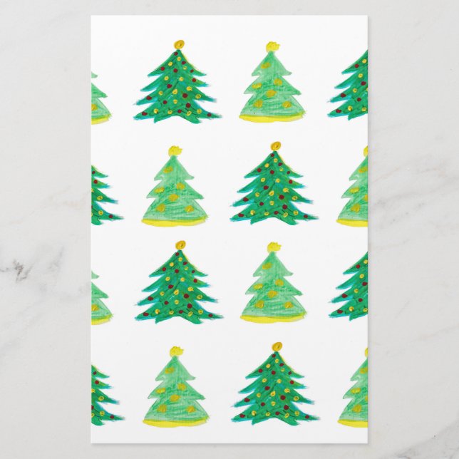 Christmas Tree Pattern Stationery (Front)