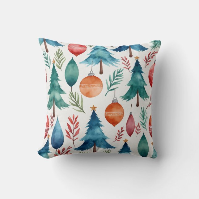 Christmas Tree Pattern Throw Pillow (Front)